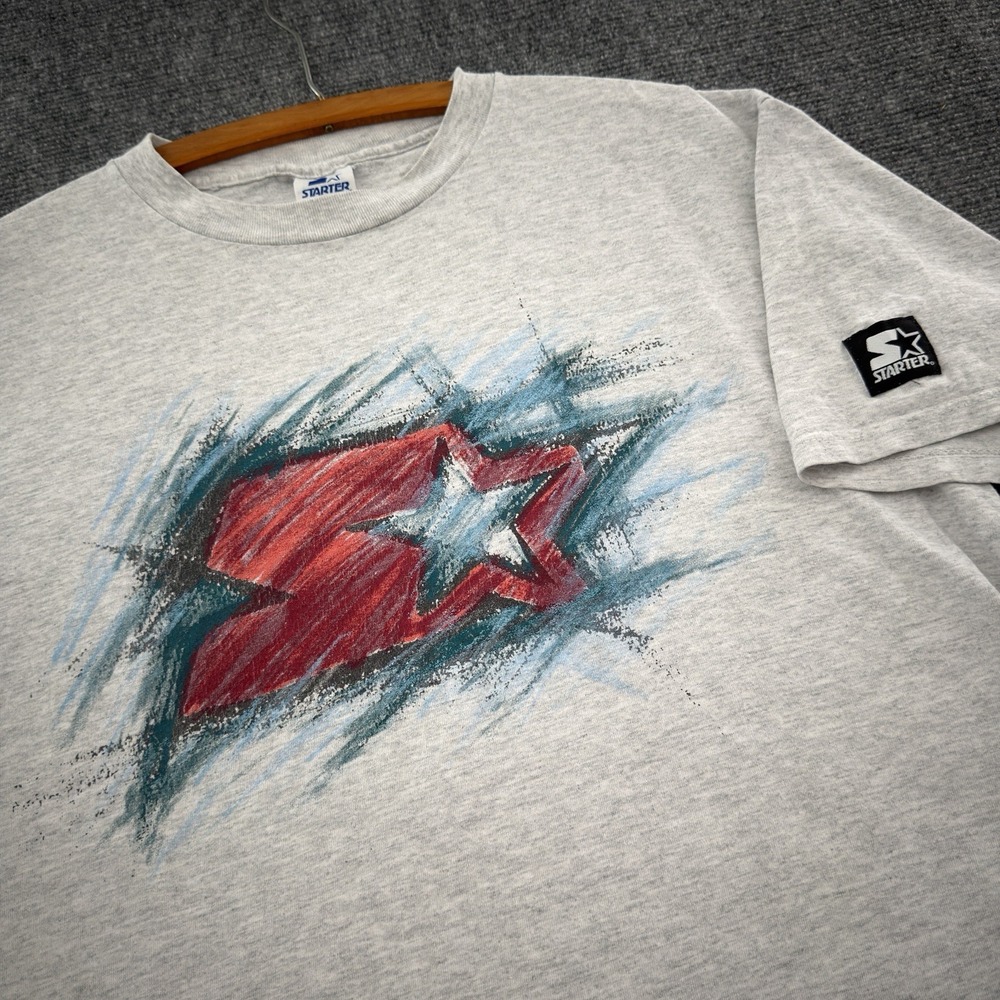 Vintage 90s Starter Made in USA Grey Graphic Tee L • Skate Sportswear T-Shirt